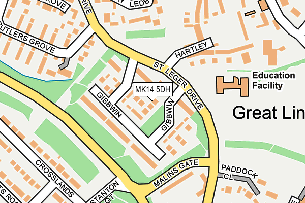 MK14 5DH map - OS OpenMap – Local (Ordnance Survey) MK14 5DH map - OS OpenMap – Local (Ordnance Survey)