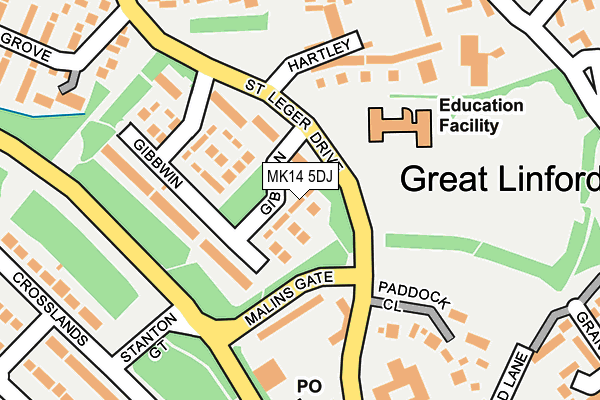 MK14 5DJ map - OS OpenMap – Local (Ordnance Survey) MK14 5DJ map - OS OpenMap – Local (Ordnance Survey)