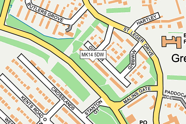 MK14 5DW map - OS OpenMap – Local (Ordnance Survey) MK14 5DW map - OS OpenMap – Local (Ordnance Survey)