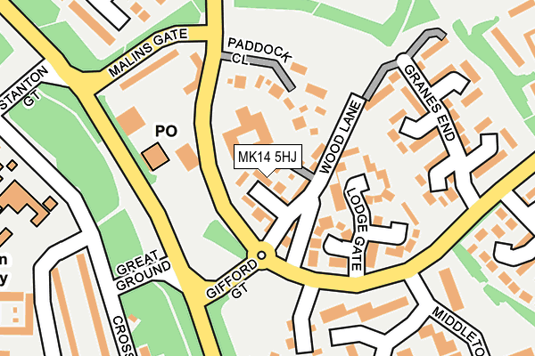 MK14 5HJ map - OS OpenMap – Local (Ordnance Survey) MK14 5HJ map - OS OpenMap – Local (Ordnance Survey)
