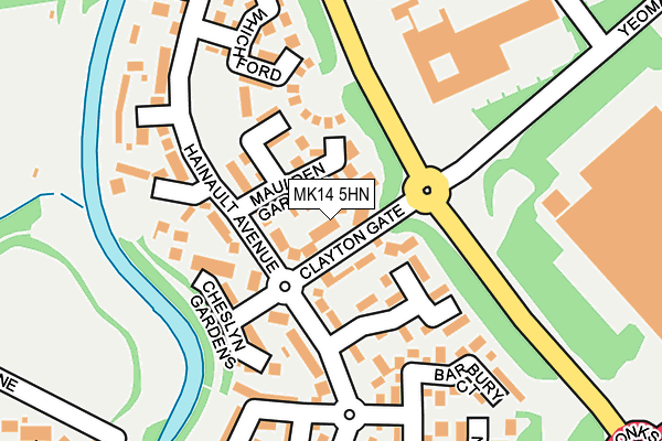 MK14 5HN map - OS OpenMap – Local (Ordnance Survey) MK14 5HN map - OS OpenMap – Local (Ordnance Survey)
