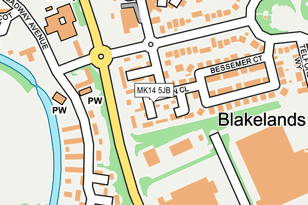 MK14 5JB map - OS OpenMap – Local (Ordnance Survey) MK14 5JB map - OS OpenMap – Local (Ordnance Survey)