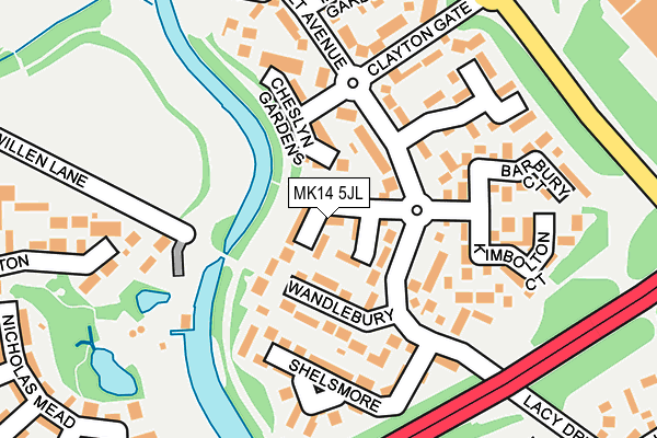 MK14 5JL map - OS OpenMap – Local (Ordnance Survey) MK14 5JL map - OS OpenMap – Local (Ordnance Survey)