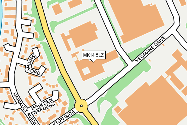 MK14 5LZ map - OS OpenMap – Local (Ordnance Survey) MK14 5LZ map - OS OpenMap – Local (Ordnance Survey)