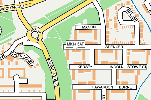 MK14 6AF map - OS OpenMap – Local (Ordnance Survey)
