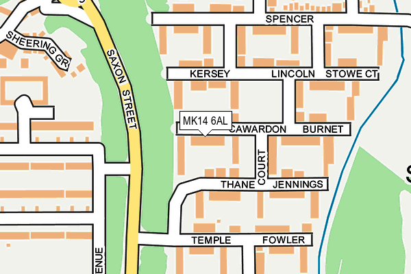 MK14 6AL map - OS OpenMap – Local (Ordnance Survey) MK14 6AL map - OS OpenMap – Local (Ordnance Survey)