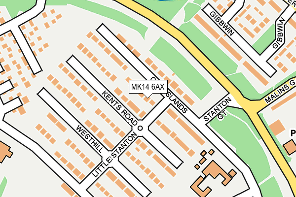MK14 6AX map - OS OpenMap – Local (Ordnance Survey) MK14 6AX map - OS OpenMap – Local (Ordnance Survey)