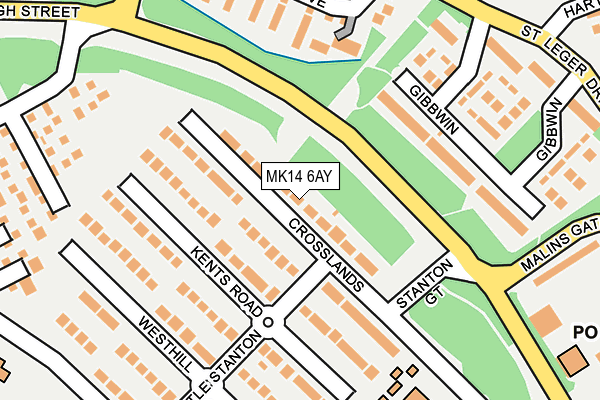 MK14 6AY map - OS OpenMap – Local (Ordnance Survey) MK14 6AY map - OS OpenMap – Local (Ordnance Survey)