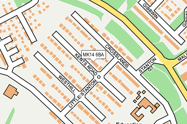 MK14 6BA map - OS OpenMap – Local (Ordnance Survey) MK14 6BA map - OS OpenMap – Local (Ordnance Survey)