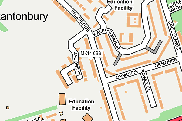 MK14 6BS map - OS OpenMap – Local (Ordnance Survey) MK14 6BS map - OS OpenMap – Local (Ordnance Survey)
