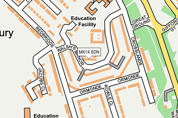 MK14 6DN map - OS OpenMap – Local (Ordnance Survey) MK14 6DN map - OS OpenMap – Local (Ordnance Survey)