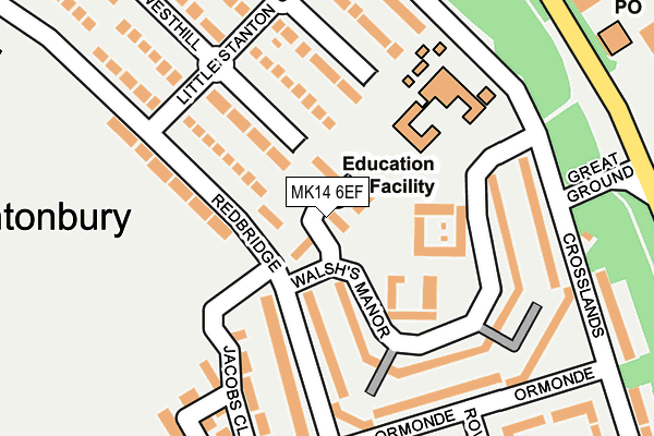 MK14 6EF map - OS OpenMap – Local (Ordnance Survey) MK14 6EF map - OS OpenMap – Local (Ordnance Survey)