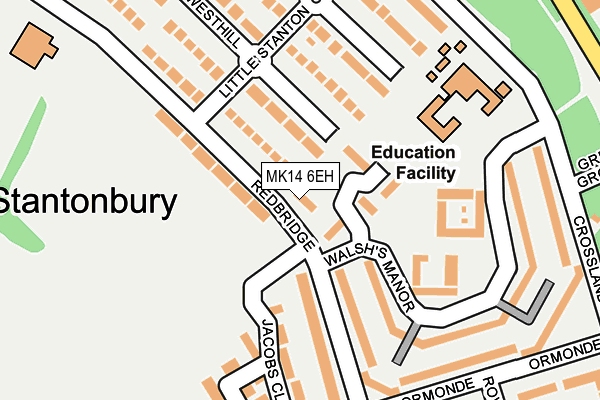 MK14 6EH map - OS OpenMap – Local (Ordnance Survey) MK14 6EH map - OS OpenMap – Local (Ordnance Survey)
