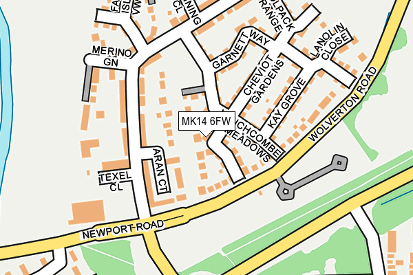 MK14 6FW map - OS OpenMap – Local (Ordnance Survey) MK14 6FW map - OS OpenMap – Local (Ordnance Survey)