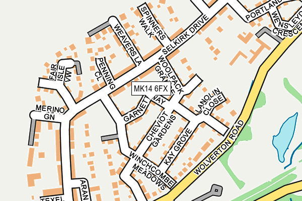 MK14 6FX map - OS OpenMap – Local (Ordnance Survey) MK14 6FX map - OS OpenMap – Local (Ordnance Survey)