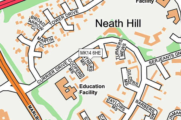 MK14 6HE map - OS OpenMap – Local (Ordnance Survey) MK14 6HE map - OS OpenMap – Local (Ordnance Survey)