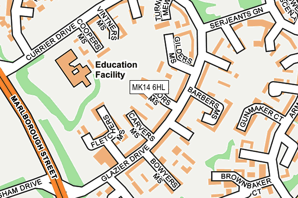 MK14 6HL map - OS OpenMap – Local (Ordnance Survey) MK14 6HL map - OS OpenMap – Local (Ordnance Survey)