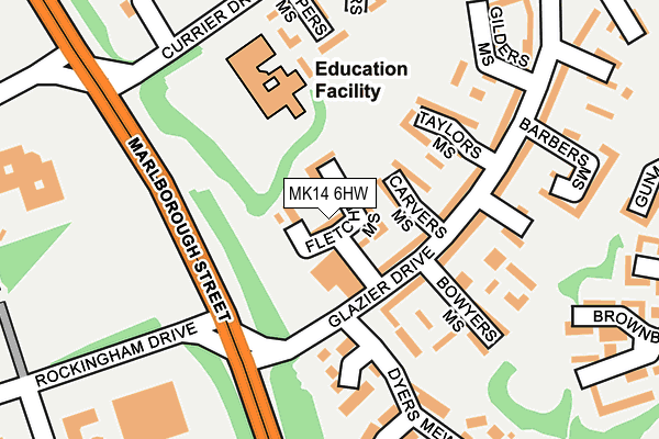 MK14 6HW map - OS OpenMap – Local (Ordnance Survey)