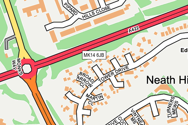 MK14 6JB map - OS OpenMap – Local (Ordnance Survey)