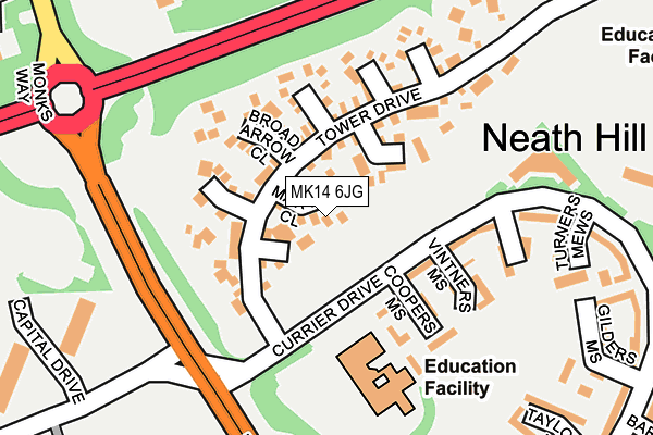 MK14 6JG map - OS OpenMap – Local (Ordnance Survey) MK14 6JG map - OS OpenMap – Local (Ordnance Survey)