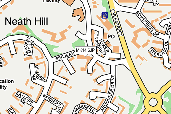MK14 6JP map - OS OpenMap – Local (Ordnance Survey) MK14 6JP map - OS OpenMap – Local (Ordnance Survey)