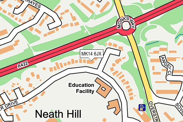 MK14 6JX map - OS OpenMap – Local (Ordnance Survey) MK14 6JX map - OS OpenMap – Local (Ordnance Survey)