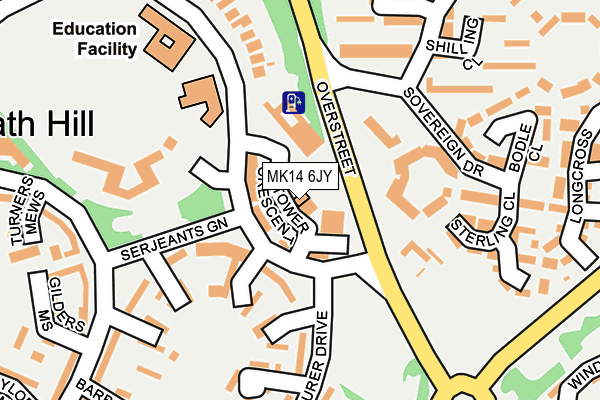 MK14 6JY map - OS OpenMap – Local (Ordnance Survey) MK14 6JY map - OS OpenMap – Local (Ordnance Survey)