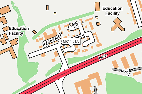 MK14 6TA map - OS OpenMap – Local (Ordnance Survey)