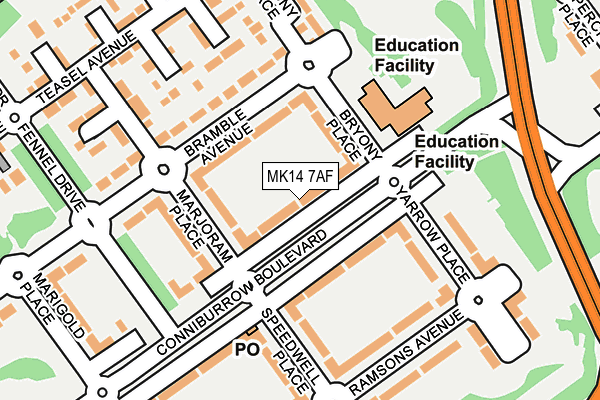 MK14 7AF map - OS OpenMap – Local (Ordnance Survey) MK14 7AF map - OS OpenMap – Local (Ordnance Survey)