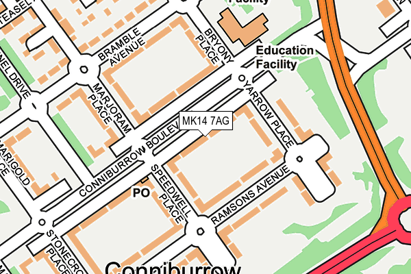 MK14 7AG map - OS OpenMap – Local (Ordnance Survey) MK14 7AG map - OS OpenMap – Local (Ordnance Survey)