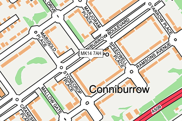 MK14 7AH map - OS OpenMap – Local (Ordnance Survey) MK14 7AH map - OS OpenMap – Local (Ordnance Survey)