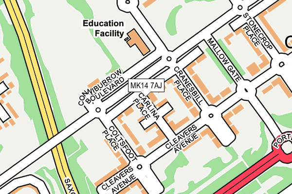 MK14 7AJ map - OS OpenMap – Local (Ordnance Survey) MK14 7AJ map - OS OpenMap – Local (Ordnance Survey)