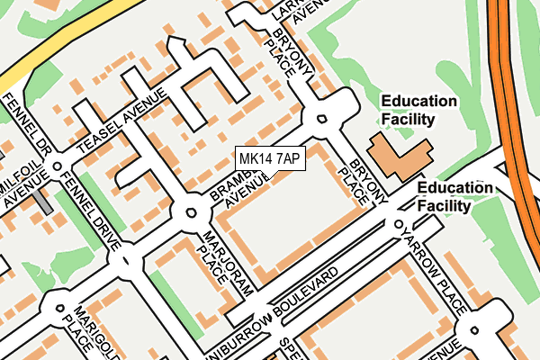 MK14 7AP map - OS OpenMap – Local (Ordnance Survey)