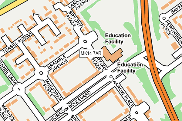 MK14 7AR map - OS OpenMap – Local (Ordnance Survey) MK14 7AR map - OS OpenMap – Local (Ordnance Survey)