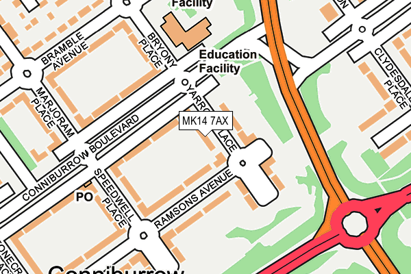 MK14 7AX map - OS OpenMap – Local (Ordnance Survey) MK14 7AX map - OS OpenMap – Local (Ordnance Survey)