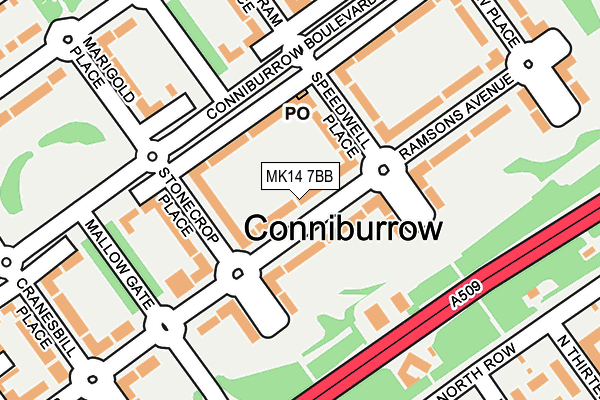 MK14 7BB map - OS OpenMap – Local (Ordnance Survey) MK14 7BB map - OS OpenMap – Local (Ordnance Survey)