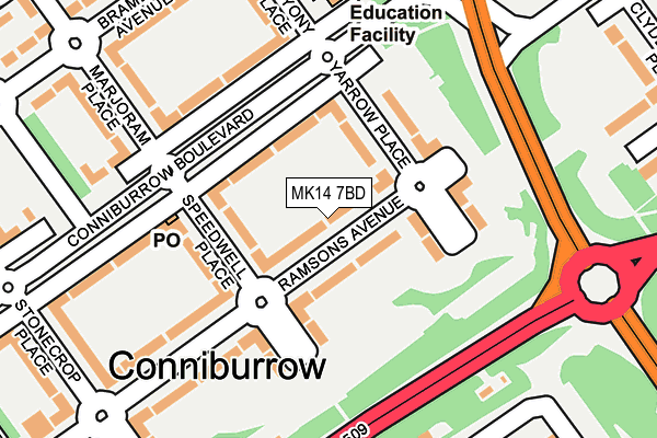 MK14 7BD map - OS OpenMap – Local (Ordnance Survey) MK14 7BD map - OS OpenMap – Local (Ordnance Survey)