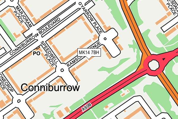 MK14 7BH map - OS OpenMap – Local (Ordnance Survey) MK14 7BH map - OS OpenMap – Local (Ordnance Survey)