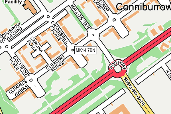 MK14 7BN map - OS OpenMap – Local (Ordnance Survey) MK14 7BN map - OS OpenMap – Local (Ordnance Survey)