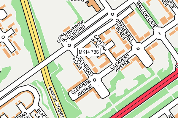 MK14 7BS map - OS OpenMap – Local (Ordnance Survey) MK14 7BS map - OS OpenMap – Local (Ordnance Survey)