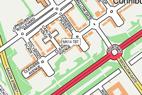 MK14 7BT map - OS OpenMap – Local (Ordnance Survey) MK14 7BT map - OS OpenMap – Local (Ordnance Survey)