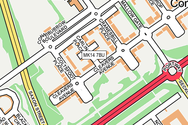 MK14 7BU map - OS OpenMap – Local (Ordnance Survey) MK14 7BU map - OS OpenMap – Local (Ordnance Survey)