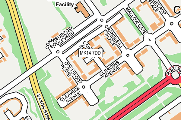 MK14 7DD map - OS OpenMap – Local (Ordnance Survey) MK14 7DD map - OS OpenMap – Local (Ordnance Survey)