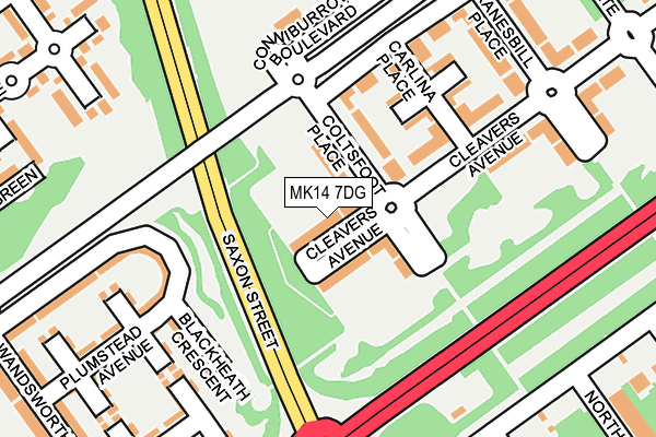 MK14 7DG map - OS OpenMap – Local (Ordnance Survey) MK14 7DG map - OS OpenMap – Local (Ordnance Survey)