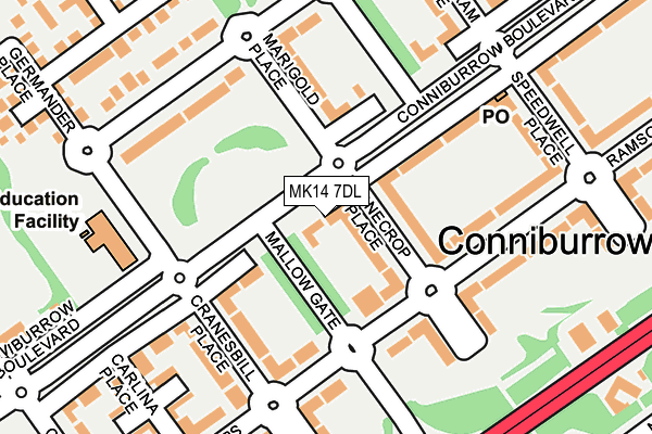 MK14 7DL map - OS OpenMap – Local (Ordnance Survey) MK14 7DL map - OS OpenMap – Local (Ordnance Survey)
