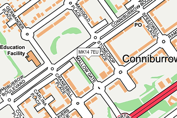 MK14 7EU map - OS OpenMap – Local (Ordnance Survey) MK14 7EU map - OS OpenMap – Local (Ordnance Survey)