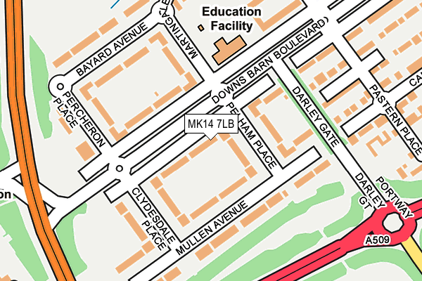 MK14 7LB map - OS OpenMap – Local (Ordnance Survey) MK14 7LB map - OS OpenMap – Local (Ordnance Survey)