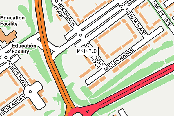 MK14 7LD map - OS OpenMap – Local (Ordnance Survey) MK14 7LD map - OS OpenMap – Local (Ordnance Survey)