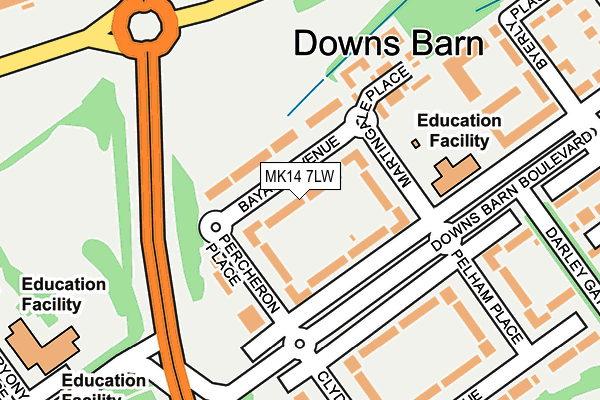 MK14 7LW map - OS OpenMap – Local (Ordnance Survey) MK14 7LW map - OS OpenMap – Local (Ordnance Survey)