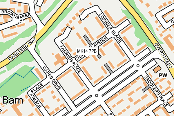 MK14 7PB map - OS OpenMap – Local (Ordnance Survey) MK14 7PB map - OS OpenMap – Local (Ordnance Survey)